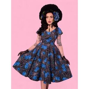 Vanity Fair Dress in Blue Spider Web